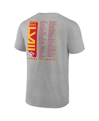 Men's Fanatics Heather Gray Kansas City Chiefs 2023 Afc Champions Two-Sided Roster Big and Tall T-shirt