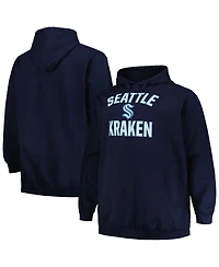 Men's Profile Deep Sea Blue Seattle Kraken Big and Tall Arch Over Logo Pullover Hoodie