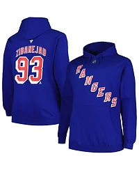 Men's Profile Mika Zibanejad Blue New York Rangers Big and Tall Name Number Pullover Hoodie