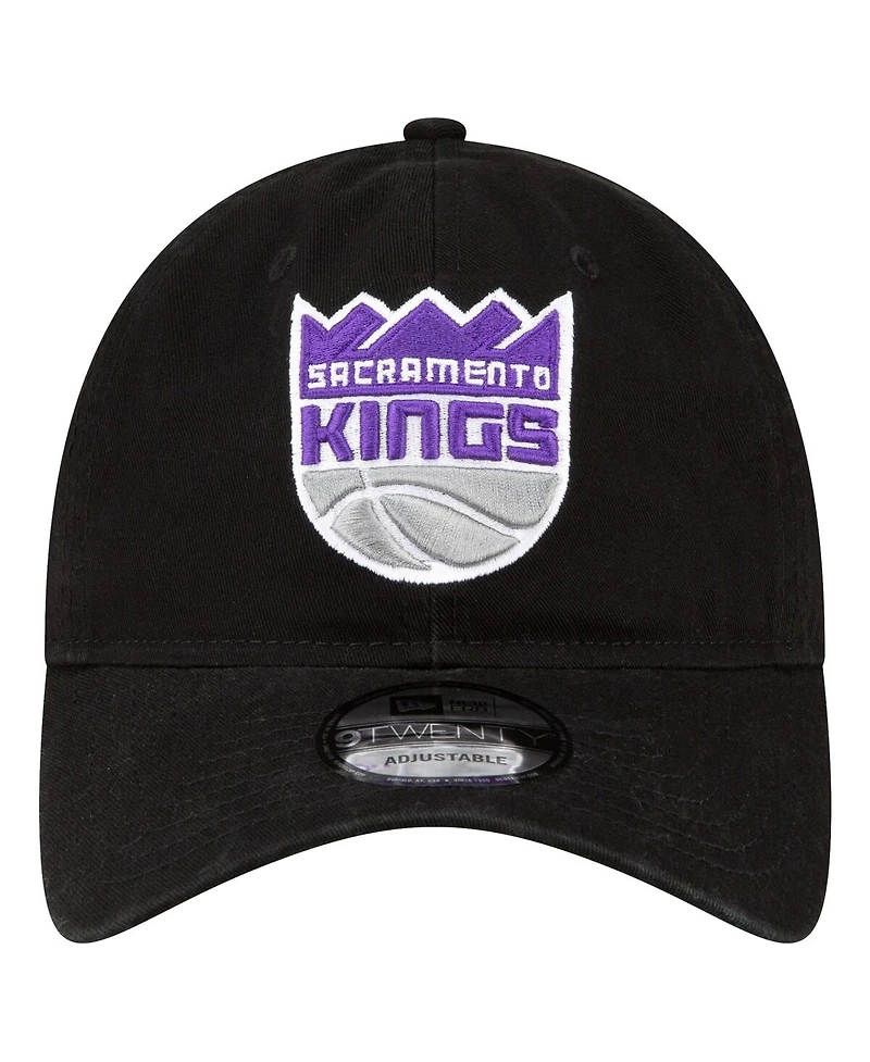Men's New Era Black Sacramento Kings Team 2.0 9TWENTY Adjustable Hat