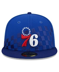 Men's New Era Royal Philadelphia 76ers 2024 Nba All-Star Game Rally Drive Checkerboard 59FIFTY Crown Fitted Hat