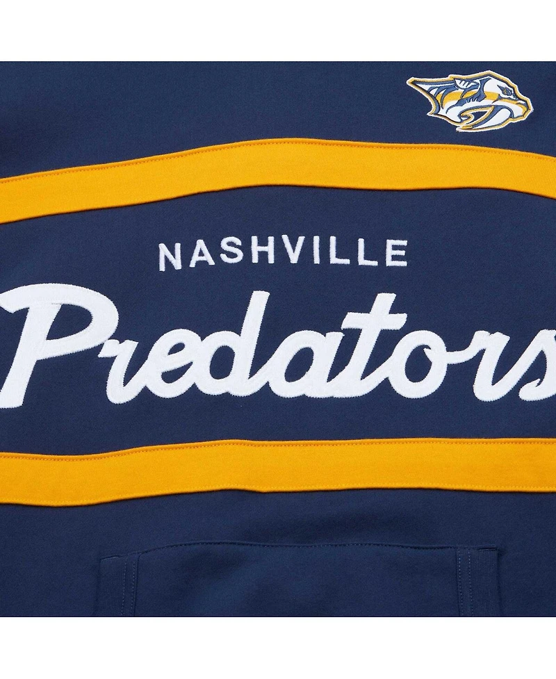 Men's Mitchell & Ness Navy Nashville Predators Head Coach Pullover Hoodie
