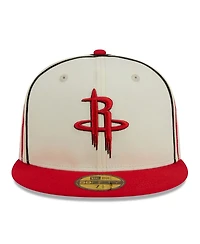 Men's New Era Cream, Red Houston Rockets Piping 2-Tone 59FIFTY Fitted Hat