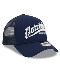 Men's New Era Navy New England Patriots Caliber Trucker 9FORTY Adjustable Hat