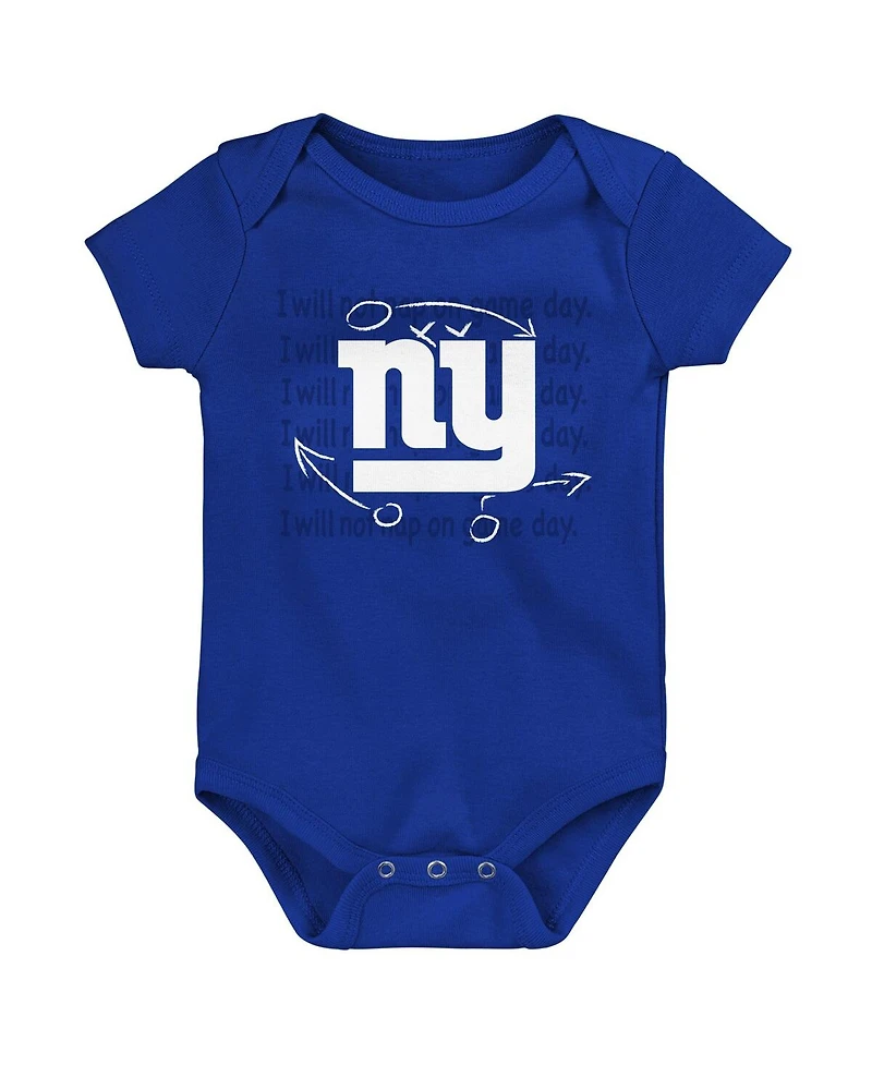 Baby Boys and Girls Royal, Red, Heather Gray New York Giants Three-Pack Eat, Sleep and Drool Retro Bodysuit Set