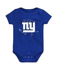 Baby Boys and Girls Royal, Red, Heather Gray New York Giants Three-Pack Eat, Sleep and Drool Retro Bodysuit Set