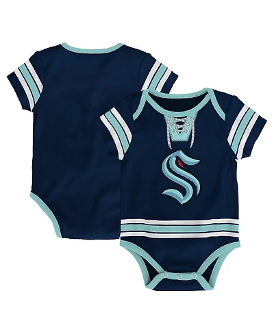 Baby Boys and Girls Deep Sea Blue Seattle Kraken Hockey Jersey Bodysuit