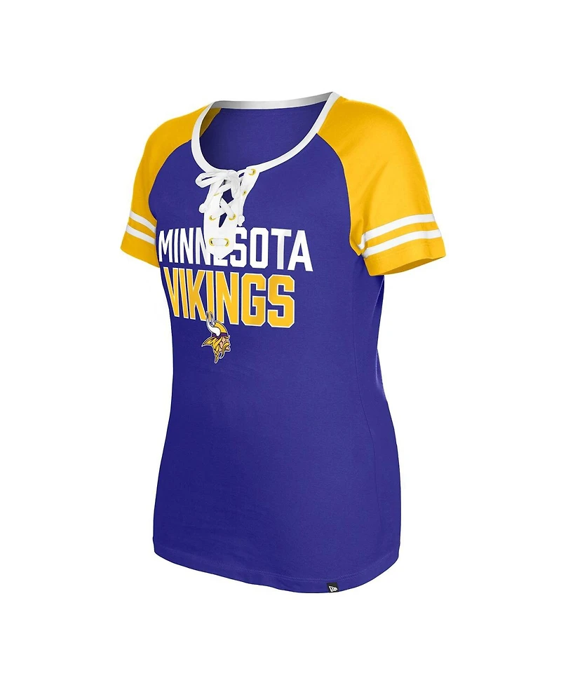 Women's New Era Purple Minnesota Vikings Raglan Lace-Up T-shirt