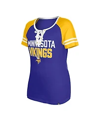 Women's New Era Purple Minnesota Vikings Raglan Lace-Up T-shirt