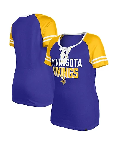 Women's New Era Purple Minnesota Vikings Raglan Lace-Up T-shirt