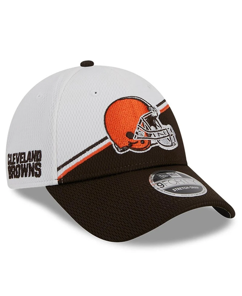 Men's New Era White, Brown Cleveland Browns 2023 Sideline 9FORTY Adjustable Hat