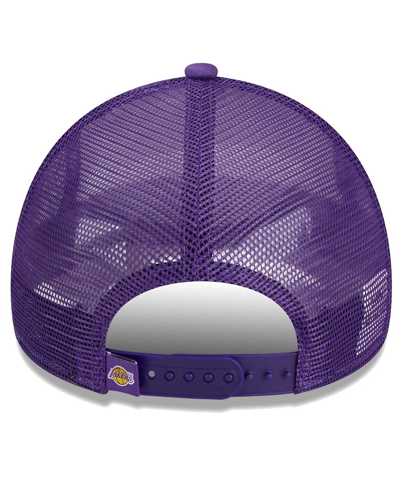 Men's New Era White Los Angeles Lakers Lift Pass Foam Front Trucker 9FORTY Adjustable Hat