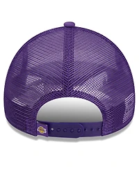 Men's New Era White Los Angeles Lakers Lift Pass Foam Front Trucker 9FORTY Adjustable Hat