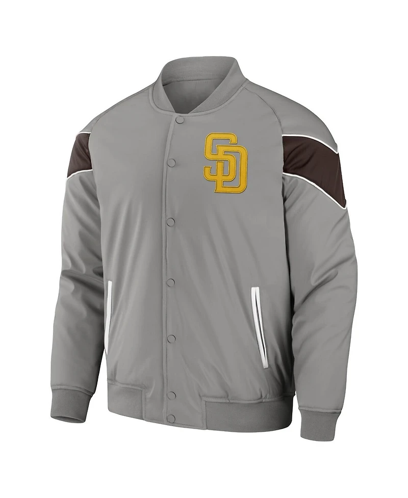 Men's Darius Rucker Collection by Fanatics Gray San Diego Padres Baseball Raglan Full-Snap Jacket