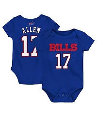 Baby Boys and Girls Josh Allen Royal Buffalo Bills Mainliner Player Name and Number Bodysuit