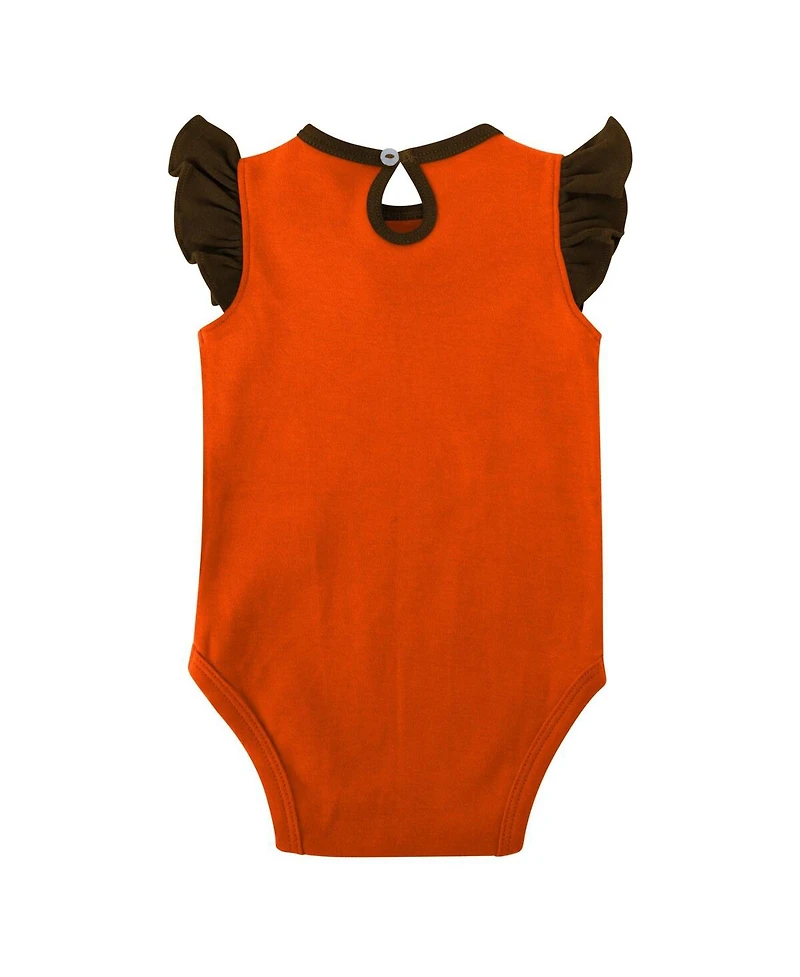 Baby Girls Brown, Orange Cleveland Browns Spread the Love 2-Pack Bodysuit Set