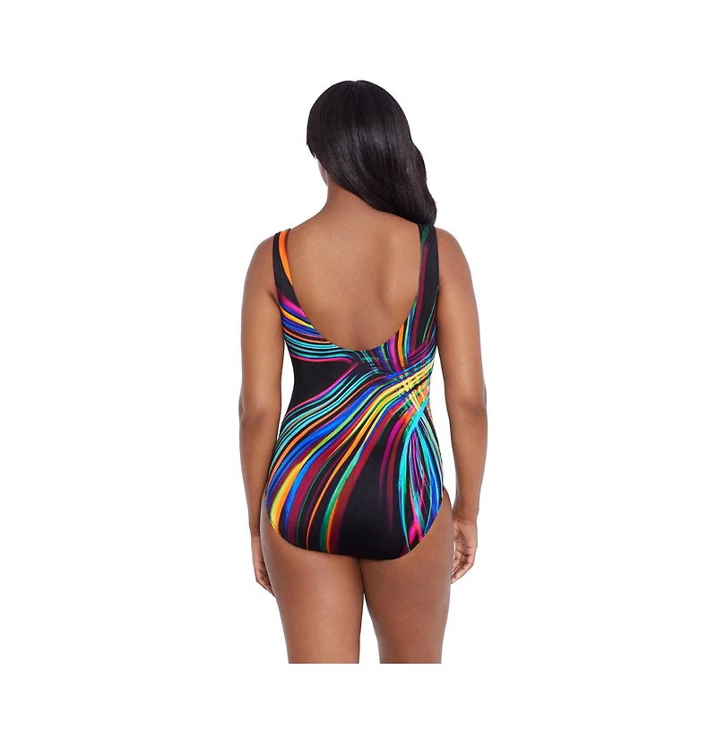 Longitude by Mimi Flamingo Women's Panel Scoopneck Tank One-Piece Swimsuit
