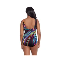 Longitude by Mimi Flamingo Women's Panel Scoopneck Tank One-Piece Swimsuit
