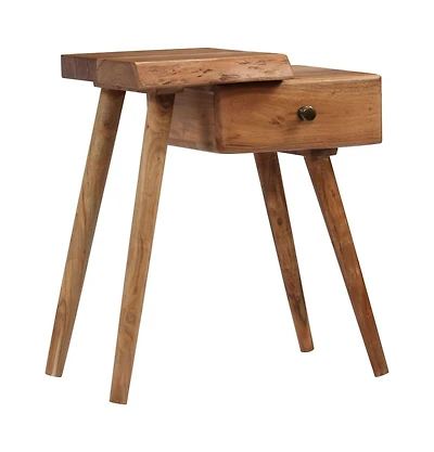Bedside Table Solid Acacia Wood 17.7"x12.6"x21.7"