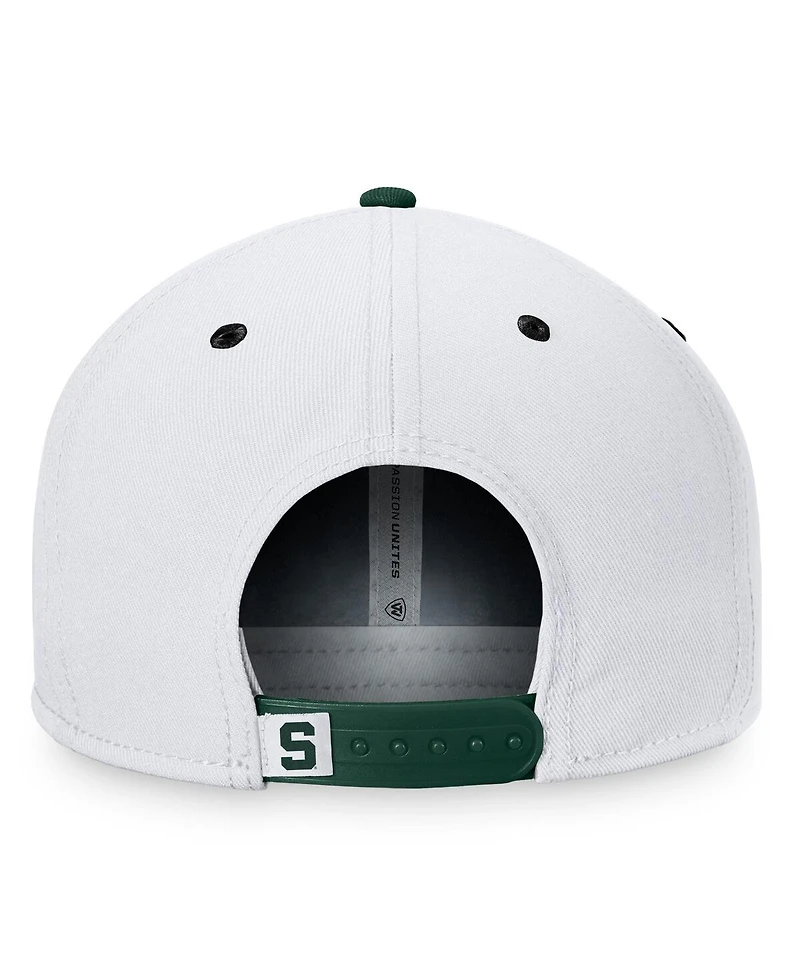 Men's Top of the World White, Green Michigan State Spartans Sea Snapback Hat