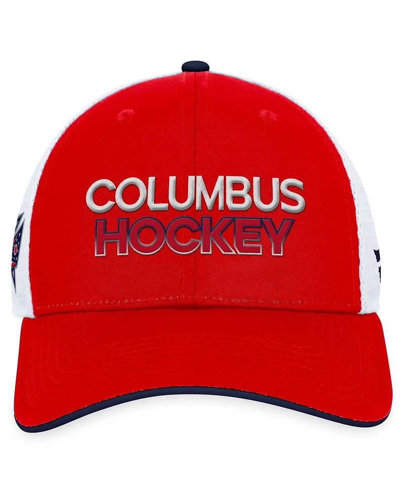 Men's Fanatics Red Columbus Blue Jackets Authentic Pro Rink Trucker Adjustable Hat