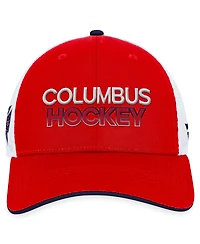 Men's Fanatics Red Columbus Blue Jackets Authentic Pro Rink Trucker Adjustable Hat