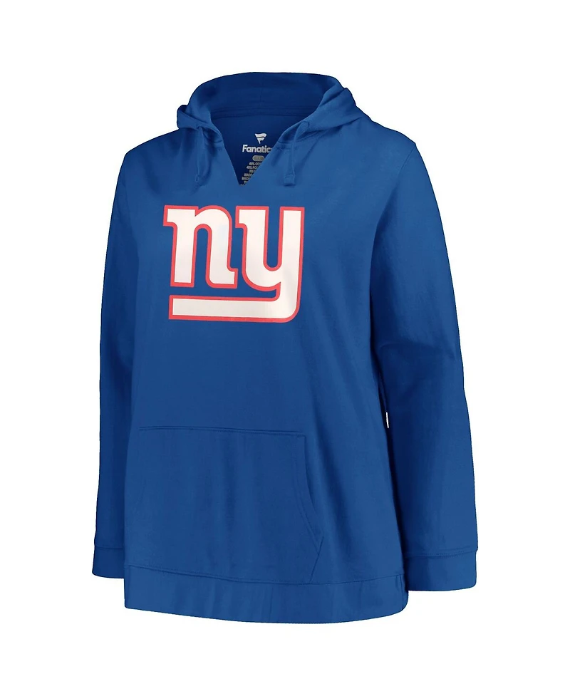 Women's Profile Saquon Barkley Royal New York Giants Plus Player Name and Number Pullover Hoodie
