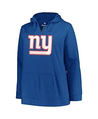 Women's Profile Saquon Barkley Royal New York Giants Plus Player Name and Number Pullover Hoodie