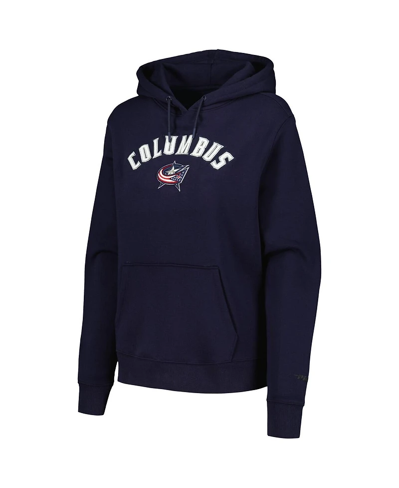 Women's Pro Standard Navy Columbus Blue Jackets Classic Chenille Pullover Hoodie