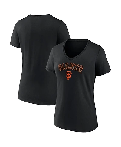 Women's Fanatics Black San Francisco Giants Team Lockup V-Neck T-shirt