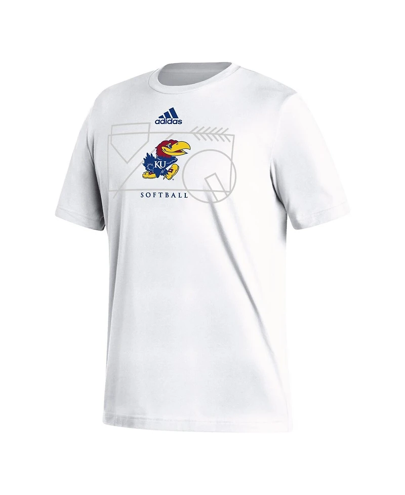 Men's adidas White Kansas Jayhawks Locker Lines Softball Fresh T-shirt