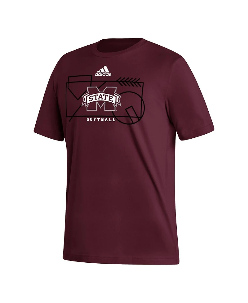 Men's adidas Maroon Mississippi State Bulldogs Locker Lines Softball Fresh T-shirt