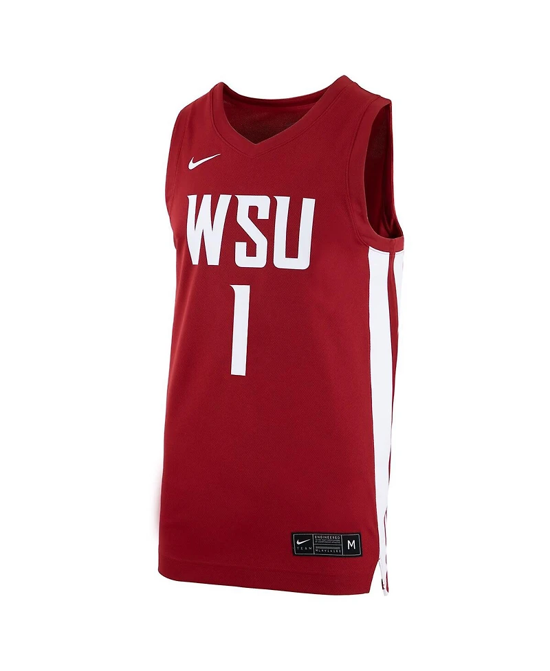 Men's Nike #1 Crimson Washington State Cougars Logo Replica Basketball Jersey