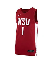 Men's Nike #1 Crimson Washington State Cougars Logo Replica Basketball Jersey