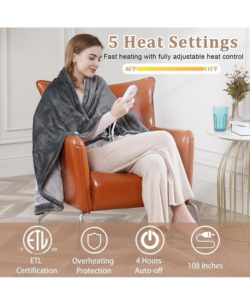 Caromio Reversible Flannel Electric Heated Throw Blanket, 50" x 60"