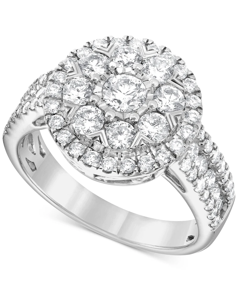 Diamond Halo Cluster Engagement Ring (1-1/2 ct. t.w.) in 14k White Gold