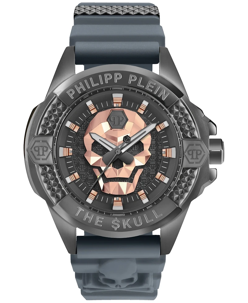 Philipp Plein Men's The Skull Gray Silicone Strap Watch 44mm