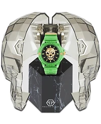 Philipp Plein Unisex The Skull Scuba Duba Green Silicone Strap Watch 44mm