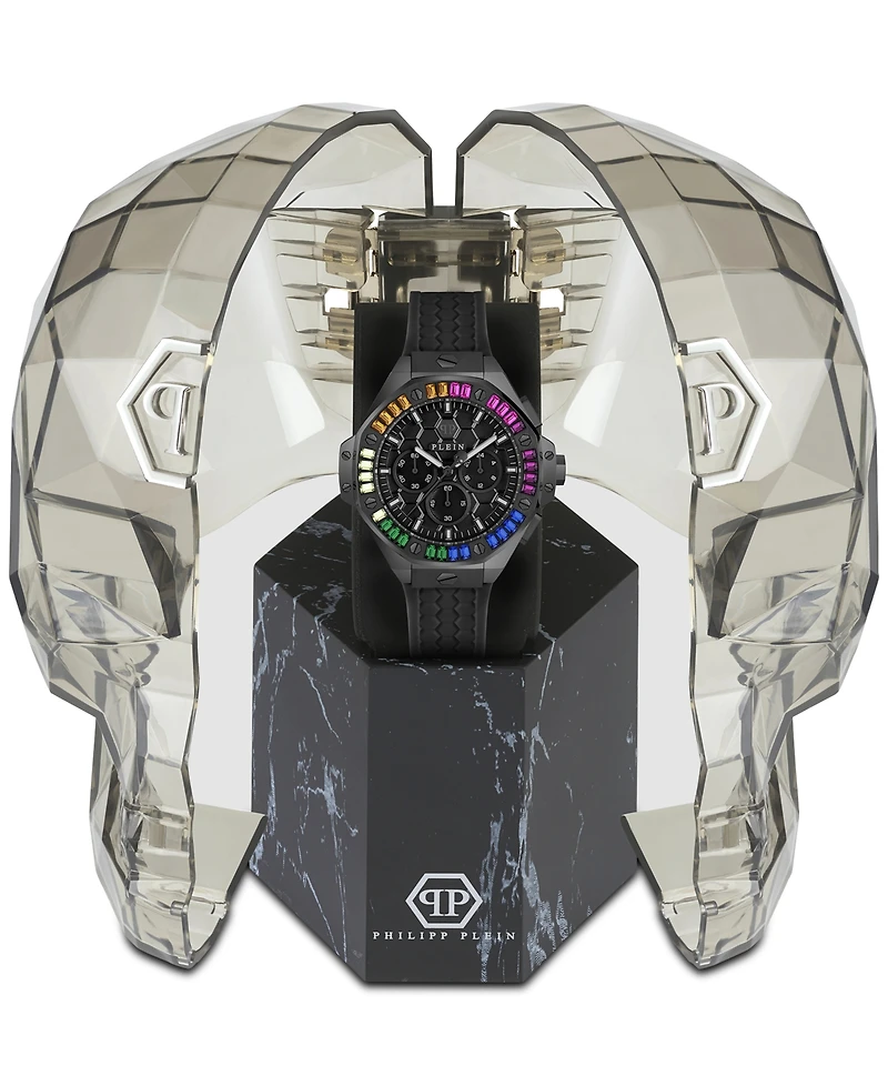 Philipp Plein Unisex Chronograph Black Silicone Strap Watch 42mm