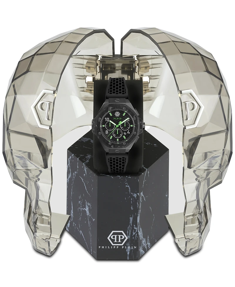 Philipp Plein Men's Chronograph Black Silicone Strap Watch 46mm
