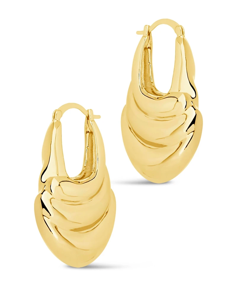 Sterling Forever Silver-Tone or Gold-Tone Chunky Manon Hoops