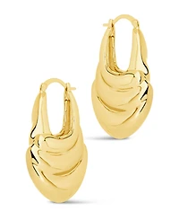 Sterling Forever Silver-Tone or Gold-Tone Chunky Manon Hoops
