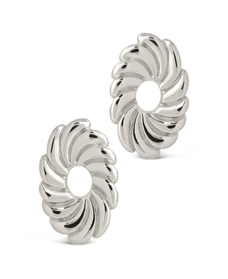 Sterling Forever Gold-Tone or Silver-Tone Round Scalloped Moulinet Studs
