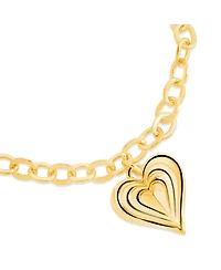Sterling Forever Silver-Tone or Gold-Tone Beating Heart Charm Bracelet