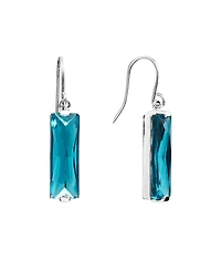 Rectangular Crystal Drop Earrings Silver-Plate