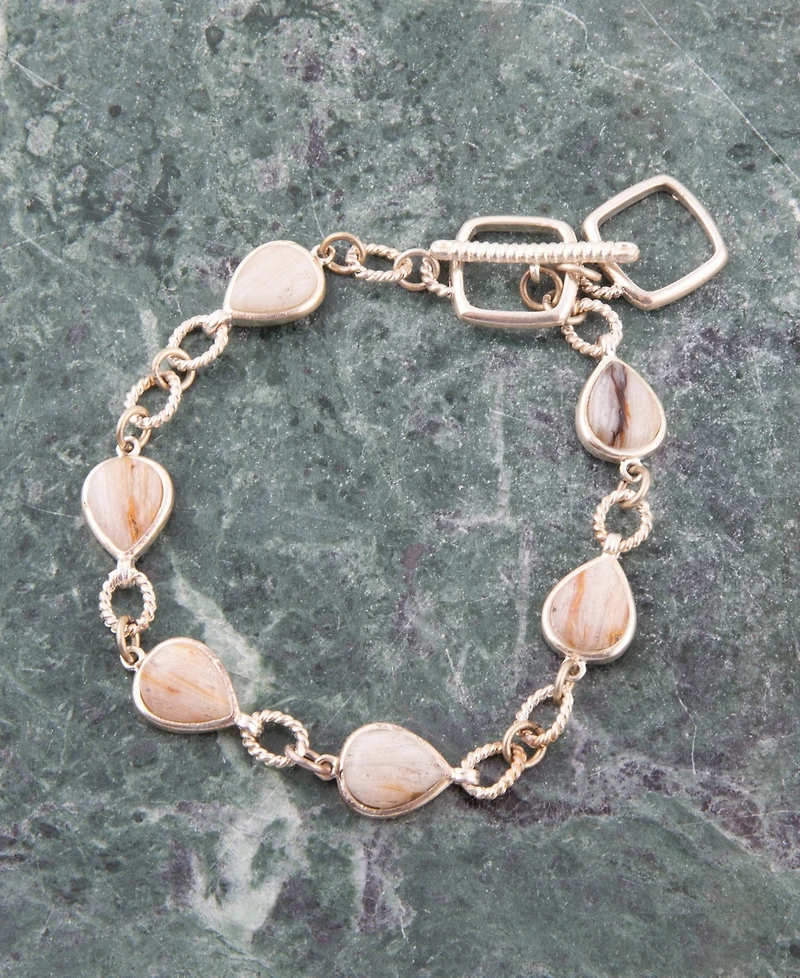 Barse Astro Genuine Wood Opal Teardrop Link Bracelet