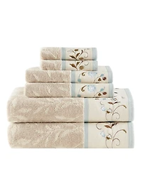 Madison Park Cotton 6-Pc. Embroidered Serene Jacquard Towel Set