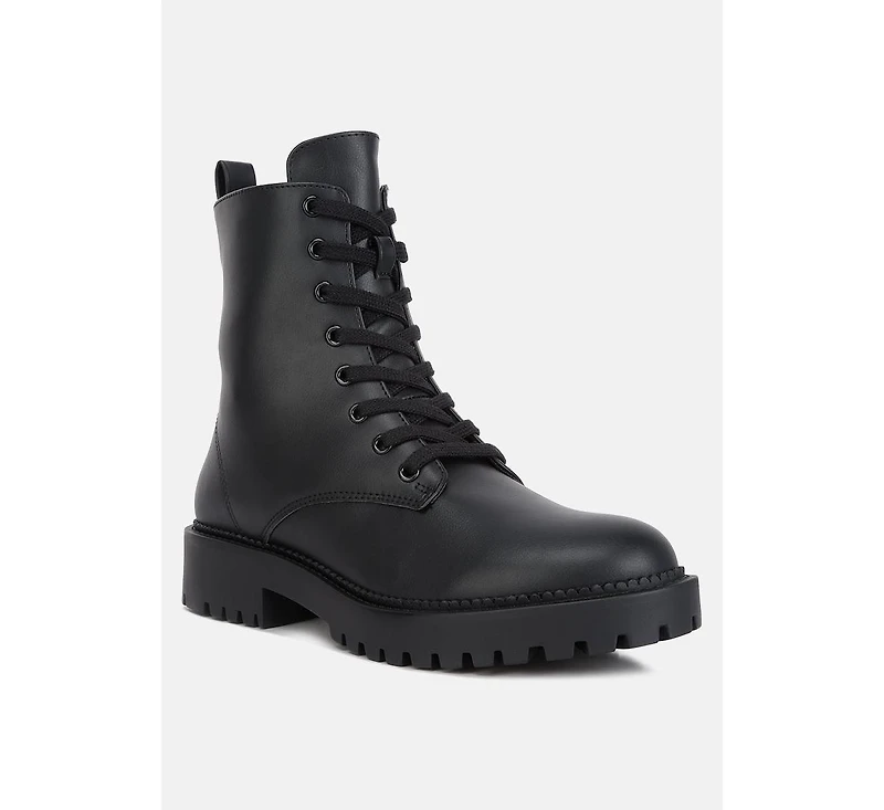 forter faux leather lace up boots