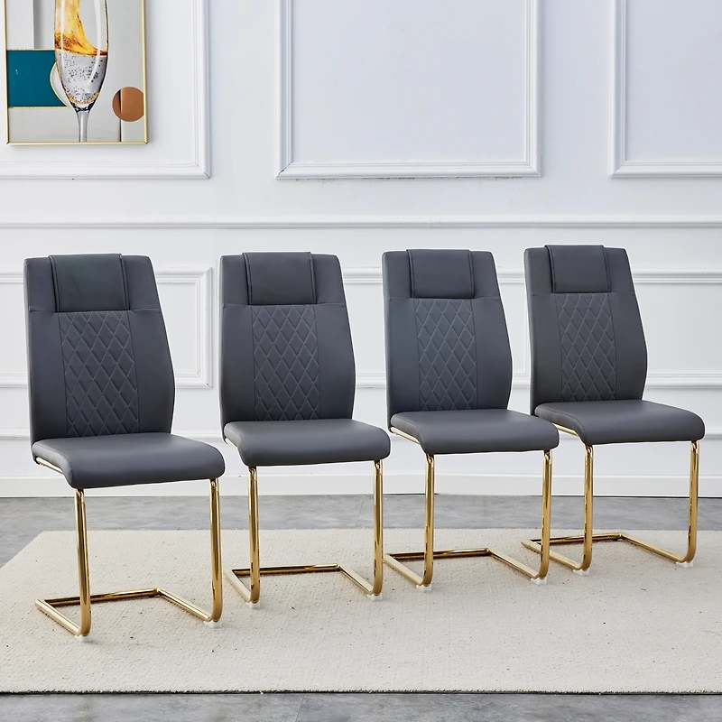 Modern dining chairs, restaurant chairs, and gold legged upholstered chairs made of artificial leather, suitable for kitchens, living rooms, bedrooms,