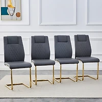 Modern dining chairs, restaurant chairs, and gold legged upholstered chairs made of artificial leather, suitable for kitchens, living rooms, bedrooms,